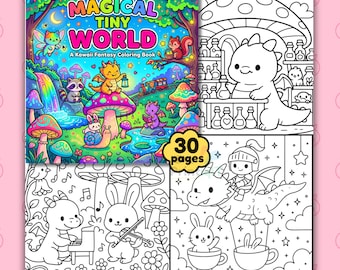 Kawaii Fantasy Coloring Book, Cute Dragon Coloring Pages, Magical Creatures Coloring Book, Printable PDF, Instant Digital Download