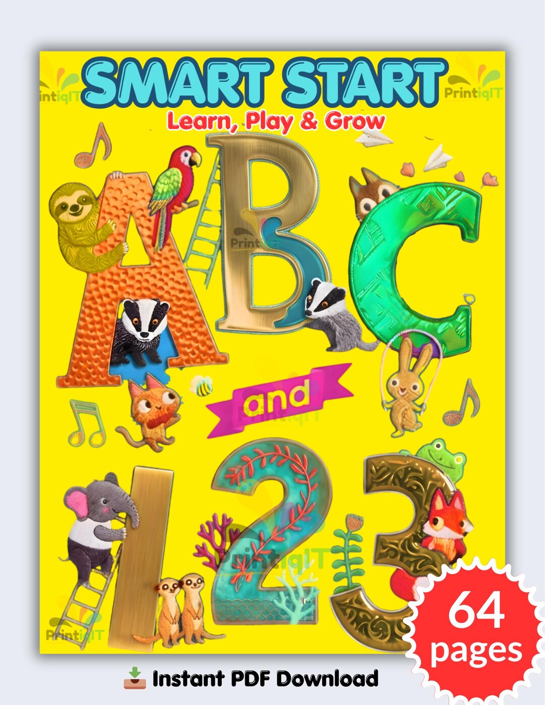 ABC & 123 Activity Book Printable, Preschool Workbook PDF, Alphabet ...