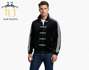 Originals CTT Chinese Retro Black Handmade Streetwear Kung Fu Martial Arts Jacket, Classic 1980s Asian Athletic Cosplay Costume