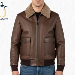 Men’s Chocolate Brown G-1 Flight Leather Bomber Jacket | Genuine Aviator Military Style Outerwear | Handcrafted Pilot Vintage Winter Jacket