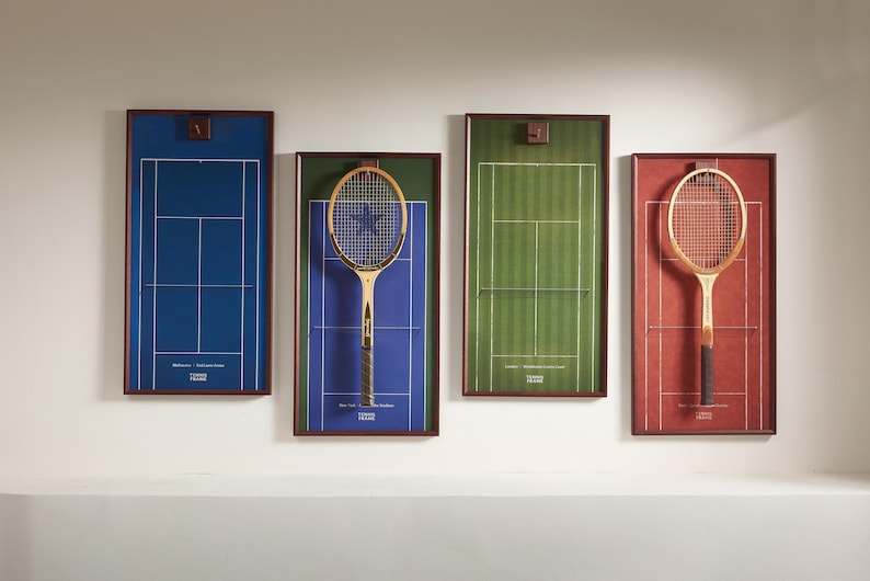 Full Grand Slam Racquet Display Set — Tennis Frame - Etsy