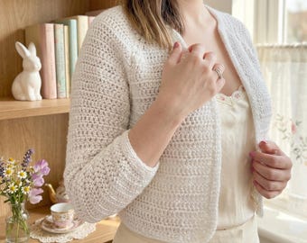 Elegant Luxury Crochet Cardigan Pattern | White Crochet Sweater Design | Women Clothing Dress Style Shrug | Modern Crochet Patterns Top