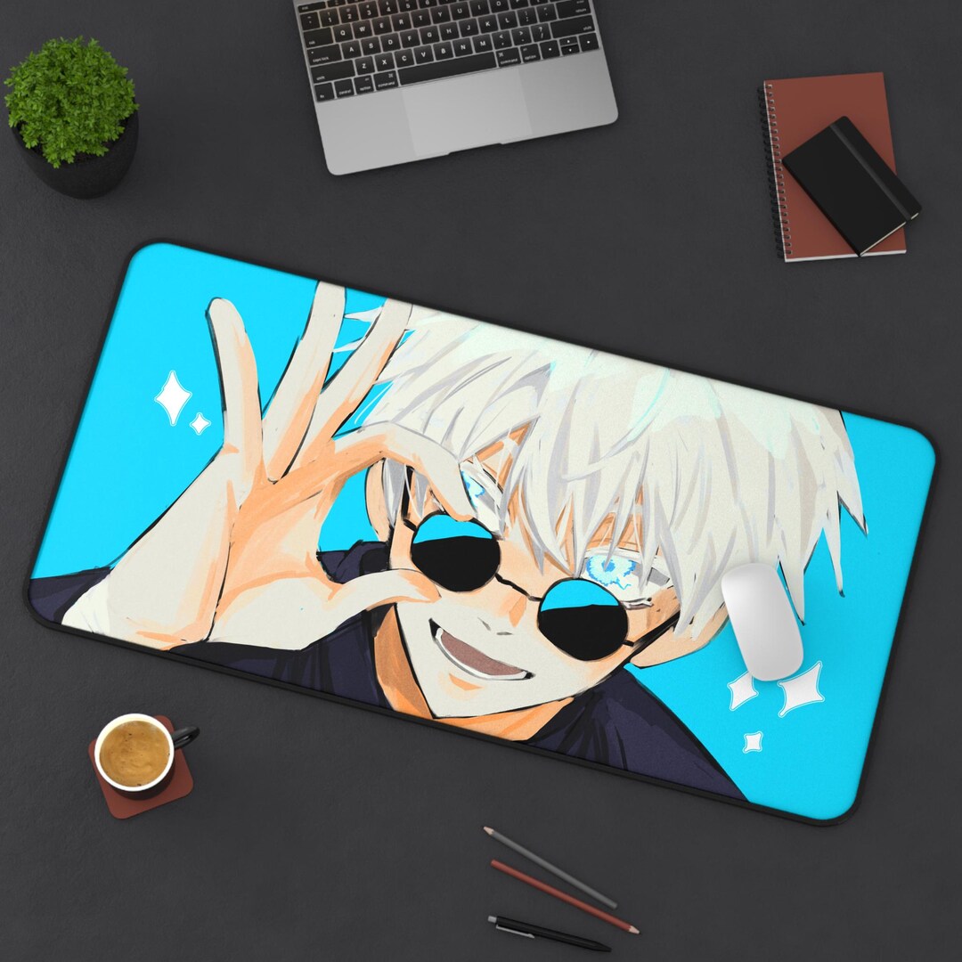 Gojo Mouse Computer Thing Satoru Gojo Art Desk Mat, Anime Mouse Pad, Gaming Desk Pad, Large ...
