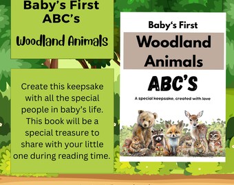 Woodland ABC Book | Baby Shower Keepsake Coloring Activity (PDF Pattern)