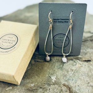 Pink Opal Silver Hammered loops on handmade Sterling Silver Earwires, handmade silver earrings,gifts for her, Gold and Silver Mixed Metal