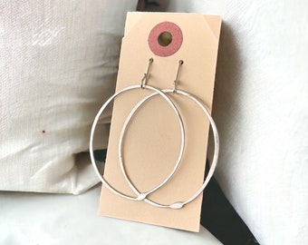 Sterling Silver Hoops on Hand Forged Silver Earwires “Everyday Earring Collection, The Luna”