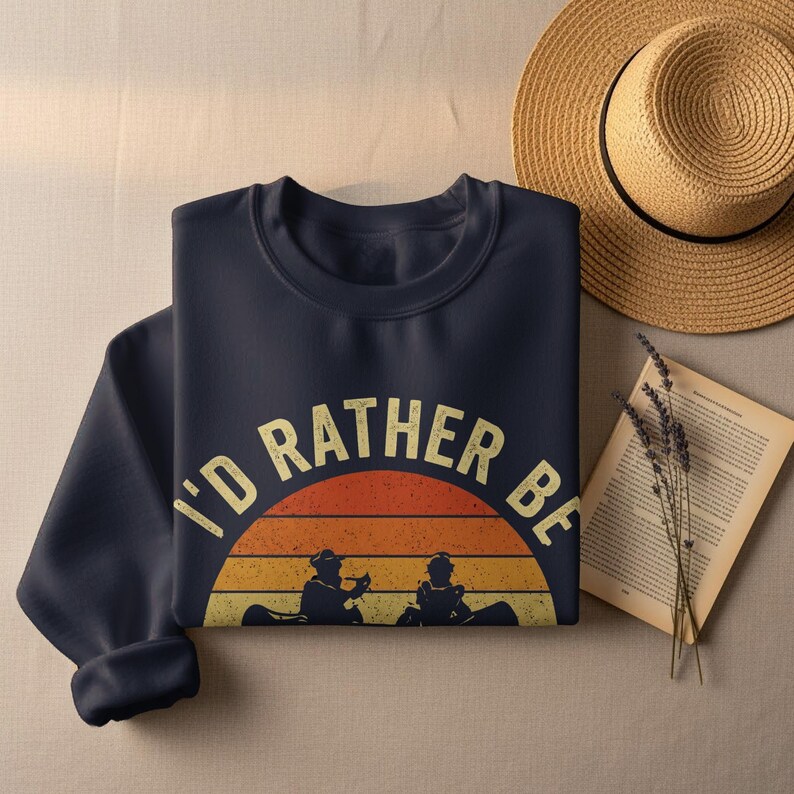 I'd Rather Be Rafting T-Shirt: Retro Sunset Design, Vintage Distressed Look | Cotton Blend, Unisex Fit | Outdoor Adventure Wear immagine 13