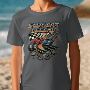 Camiseta de carreras vintage, camiseta de leyenda de coches de slot con diseño retro. imagen 7