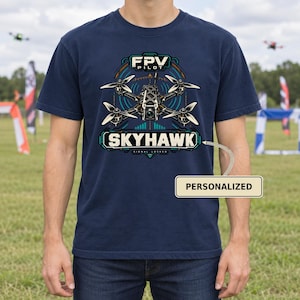 T-shirt personnalisé pour pilote FPV, T-shirt personnalisé avec indicatif d'appel de drone, Cadeau graphique pour course de quadricoptères