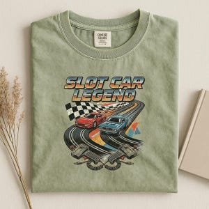 Camiseta de carreras vintage, camiseta de leyenda de coches de slot con diseño retro. imagen 16