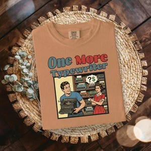 Retro Comic Graphic Tee, Vintage Typewriter Shirt, Humorous Couples T-Shirt Gift, Fun Graphic T-Shirt for Typing Enthusiasts