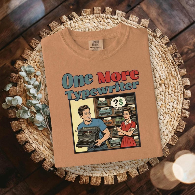 Retro Comic Graphic Tee, Vintage Typewriter Shirt, Humorous Couples T-Shirt Gift, Fun Graphic T-Shirt for Typing Enthusiasts
