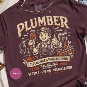 Plumber T Shirt Vintage Tradesman Gift: Retro Style Distressed Design - Hardworking Dad Apparel, Essential Worker Wear
