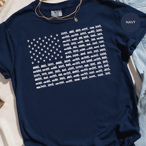 Patriotic American Flag Train T-Shirt, Locomotive Railroad Engineer Gift, Unique USA Flag Graphic Tee, Train Lover Shirt