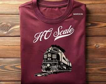 Ho Scale Train Shirt: Classic Locomotive Illustration - Model Railroad Theme, Soft Cotton Fabric, Casual Wear