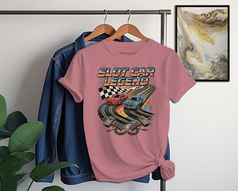 Camiseta de carreras vintage, camiseta de leyenda de coches de slot con diseño retro. imagen 3