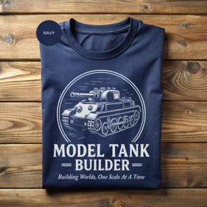 Model Tank Builder T-Shirt - Scale Model Graphic Tee - Detailed Military Illustration, Collector Style, Hobby Apparel