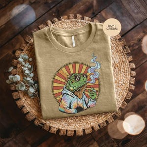 Iguana T Shirt - Reptile Shirt Cool Lizard Tee - Smoking Iguana Design, Bold Graphic, Casual Style