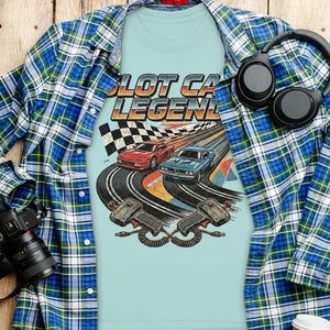 Camiseta de carreras vintage, camiseta de leyenda de coches de slot con diseño retro. imagen 4