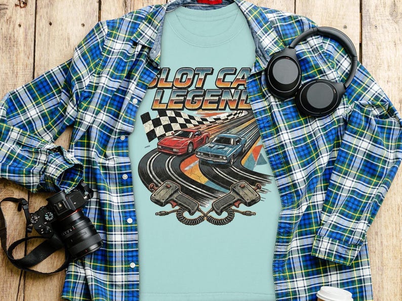 Camiseta de carreras vintage, camiseta de leyenda de coches de slot con diseño retro. imagen 4