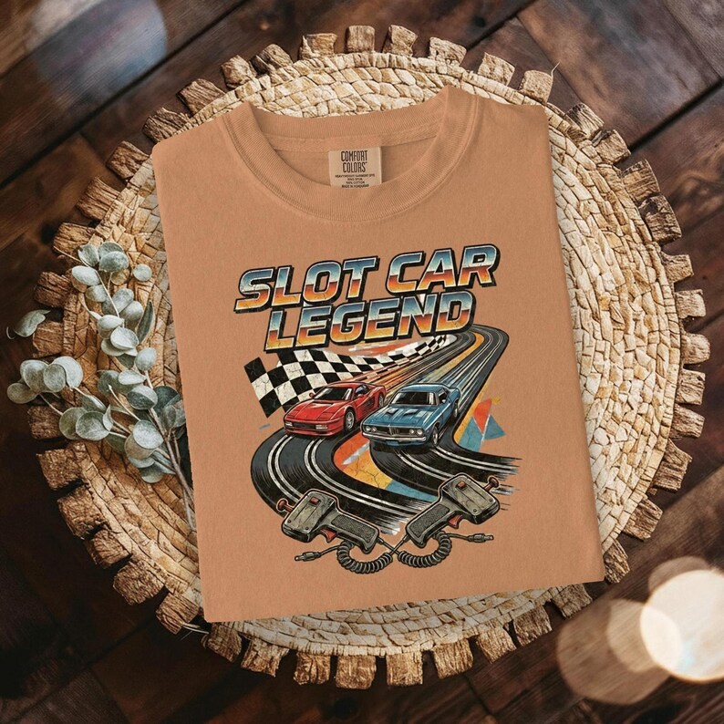 Camiseta de carreras vintage, camiseta de leyenda de coches de slot con diseño retro. imagen 14