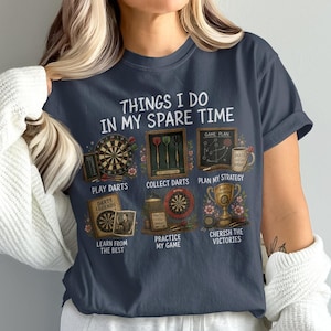 Funny Darts T-Shirt, Retro Graphic Design with Dartboard Illustrations