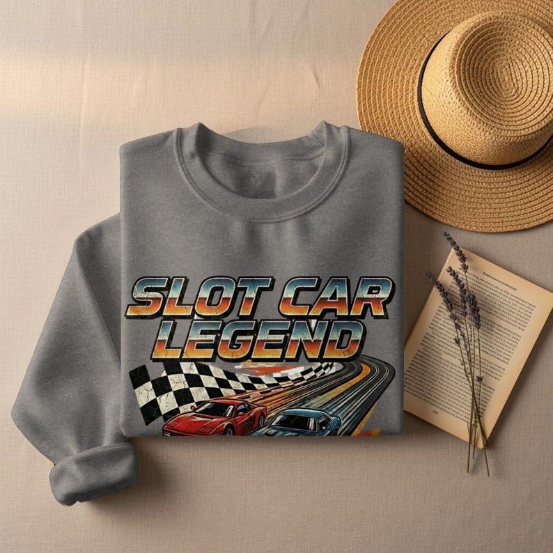 Camiseta de carreras vintage, camiseta de leyenda de coches de slot con diseño retro. imagen 9