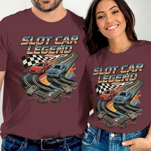 Camiseta de carreras vintage, camiseta de leyenda de coches de slot con diseño retro. imagen 6