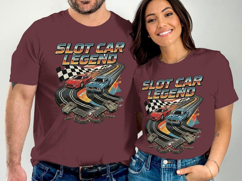 Camiseta de carreras vintage, camiseta de leyenda de coches de slot con diseño retro. imagen 6