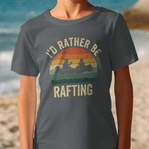 I'd Rather Be Rafting T-Shirt: Retro Sunset Design, Vintage Distressed Look | Cotton Blend, Unisex Fit | Outdoor Adventure Wear immagine 10