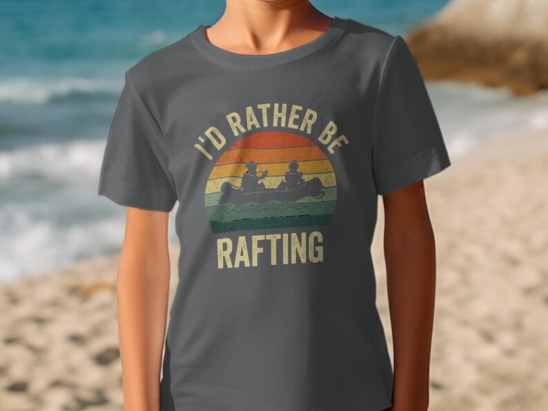 I'd Rather Be Rafting T-Shirt: Retro Sunset Design, Vintage Distressed Look | Cotton Blend, Unisex Fit | Outdoor Adventure Wear immagine 10