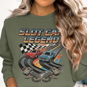 Camiseta de carreras vintage, camiseta de leyenda de coches de slot con diseño retro. imagen 2