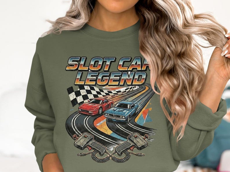 Camiseta de carreras vintage, camiseta de leyenda de coches de slot con diseño retro. imagen 2