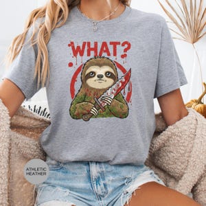 Funny Sloth with Knife T-Shirt - Halloween Costume Tee - Sarcastic Graphic Tee