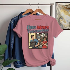 Retro Typewriter T-Shirt, Vintage Inspired Graphic Tee, Funny Book Lovers Shirt, Cool Comic Book Style Top, Unique Novelty Gift