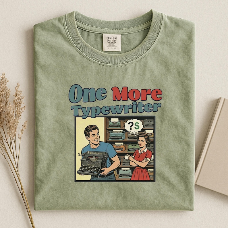 One More Typewriter Graphic Tee, Retro Style Typewriter Design TShirt, Vintage Comic Graphic Shirt, Funny Vintage Typewriter Tee