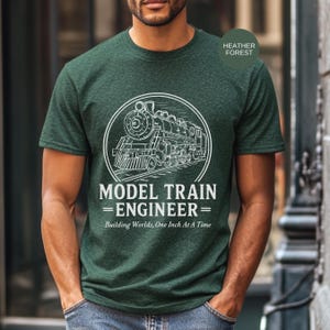 Model Train Shirt Railroad Hobbyist Tee, Steam Engine Graphic, Vintage Locomotive Art (Soft Cotton, Multiple Sizes) Bild 8