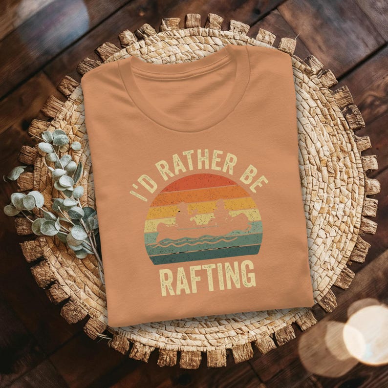I'd Rather Be Rafting T-Shirt: Retro Sunset Design, Vintage Distressed Look | Cotton Blend, Unisex Fit | Outdoor Adventure Wear immagine 15