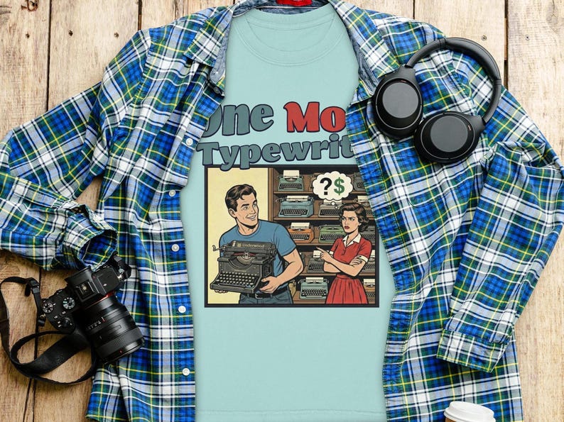 Funny Typewriter Retro Graphic Tee, Unisex Vintage Style T-Shirt, Gift for Writers, Book Lovers, Novelty Graphic Shirt