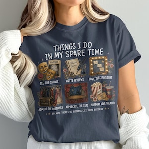 T-shirt voor theaterliefhebbers, vintage print, kleding voor toneelclubs