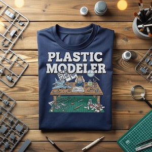 Plastic Modeler Tee, Cotton Shirt for Hobbyists, 19 Colors and 8 Sizes