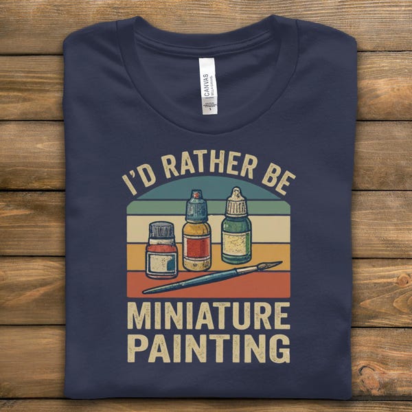 Miniature Painting Tee, Retro Paint Bottles Design for Tabletop Gamers