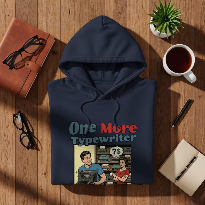 Vintage Typewriter Hoodie, Retro Graphic Hoodie, Unique Gift Idea, Men's and Women's Casual Hoodie, Fun Typwriter Design