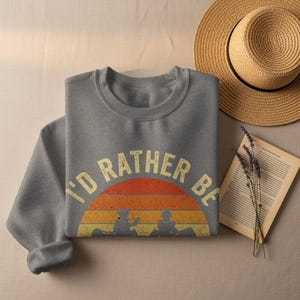 I'd Rather Be Rafting T-Shirt: Retro Sunset Design, Vintage Distressed Look | Cotton Blend, Unisex Fit | Outdoor Adventure Wear immagine 12