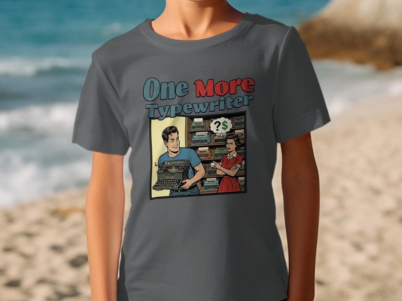 One More Typewriter Graphic Tee, Retro Comic Style Shirt, Funny Vintage Typeologist TShirt, Gift for Writers, Novelty Unisex Top