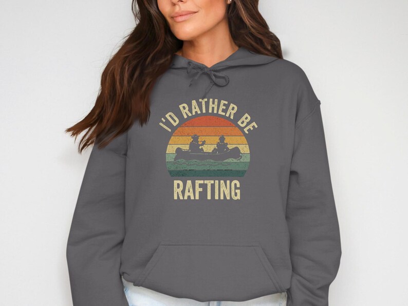 I'd Rather Be Rafting T-Shirt: Retro Sunset Design, Vintage Distressed Look | Cotton Blend, Unisex Fit | Outdoor Adventure Wear immagine 11