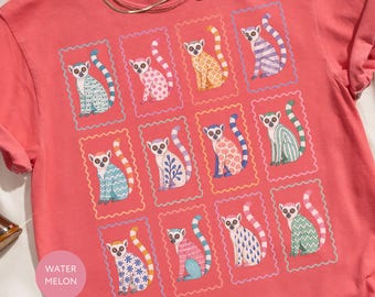 Lemur T-Shirt, Colorful Watercolor Graphic Tee for Animal Lovers
