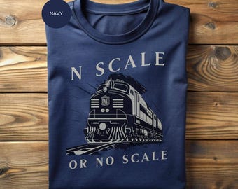 N Scale Train T-Shirt: Classic Locomotive Illustration - Model Railroad Theme, Casual Wear, Train Enthusiast Apparel