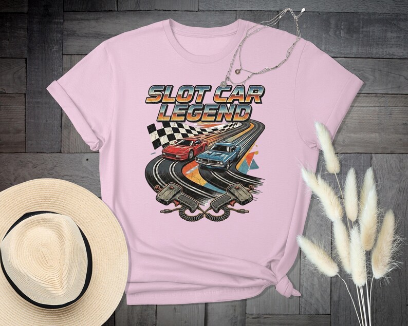 Camiseta de carreras vintage, camiseta de leyenda de coches de slot con diseño retro. imagen 5