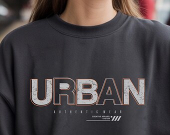 Urban Streetwear Sweatshirt, Minimal Graphic Pullover, Modern Casual Crewneck, Trendy City Style Gift